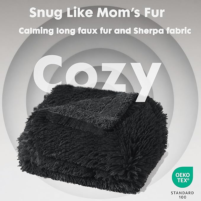 gogobunny Waterproof Dog Blanket for Large Dogs, Cats, Puppy, Reversible Faux Fur Pet Throw Blanket, Washable,Calming Furniture Protection for Sofa Bed (33x77 Inch (Pack of 1), Black)