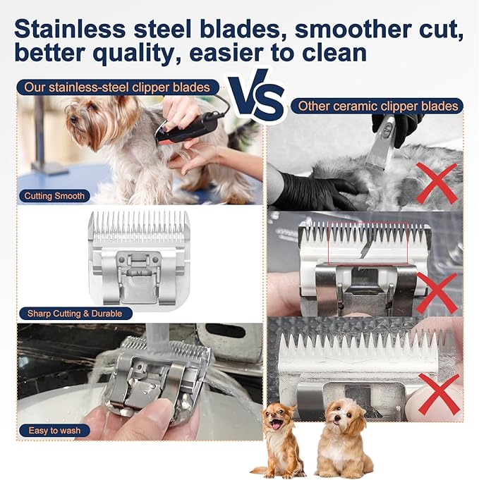 7FC Clipper Blades Pet Grooming Clipper Replacement Blades Detachable Blade Compatible with andis/wahl/Oster Dog Clippers
