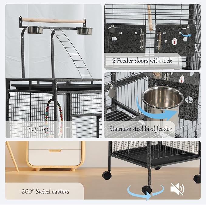 Large Bird Cages for Parakeets, Cockatiel Cage for Birds with Parrot Toys,Birdcage Covers for Night,Skirt Seed Catcher, Play Top for Conure Canary Finch Lovebird Pigeon Budgie Quaker Parrot