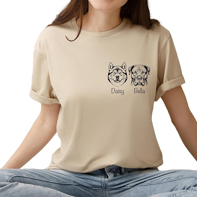 Custom Dog Mom Shirt for Women Pet Ears Sweatshirt with Name Unique Puppy Line Art Cute Dad Hoodie for DogDad Owner Lover