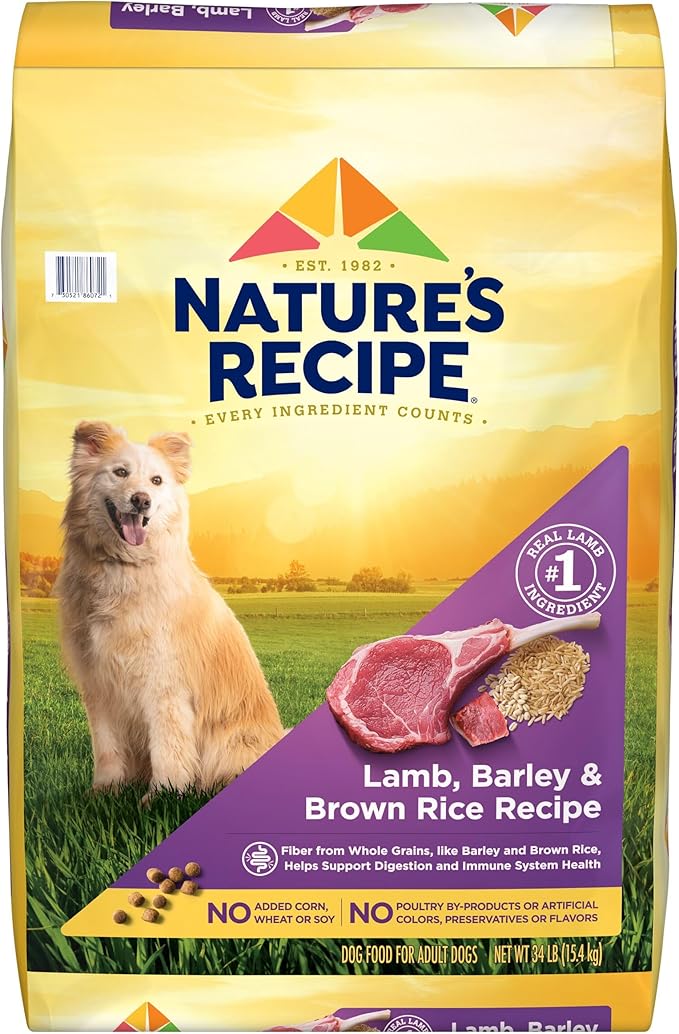 Nature′s Recipe Lamb, Barley & Brown Rice Recipe Dry Dog Food, 34 lb. Bag