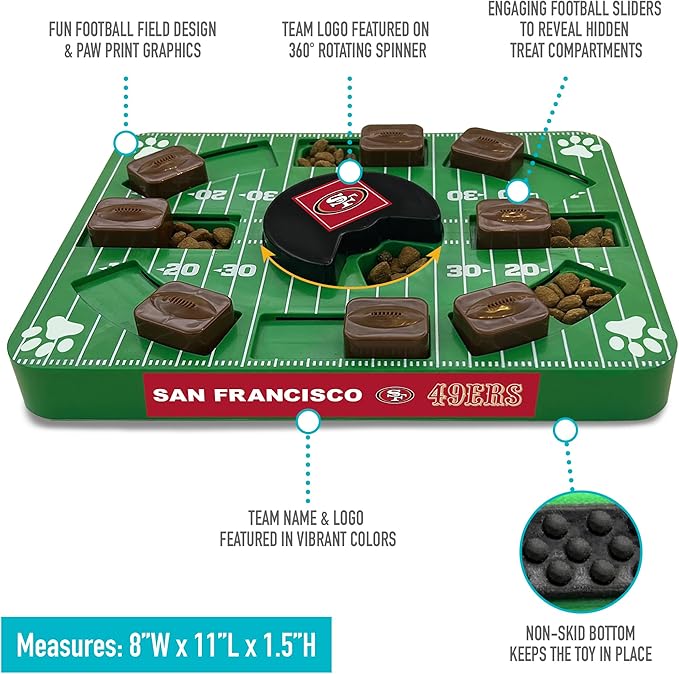 Pets First NFL SAN Francisco 49ERS Puzzle, Interactive Dog Treat Puzzle Toy