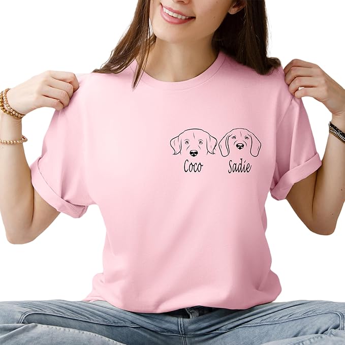 Custom Dog Mom Shirt for Women Pet Ears Sweatshirt with Name Unique Puppy Line Art Cute Dad Hoodie for DogDad Owner Lover