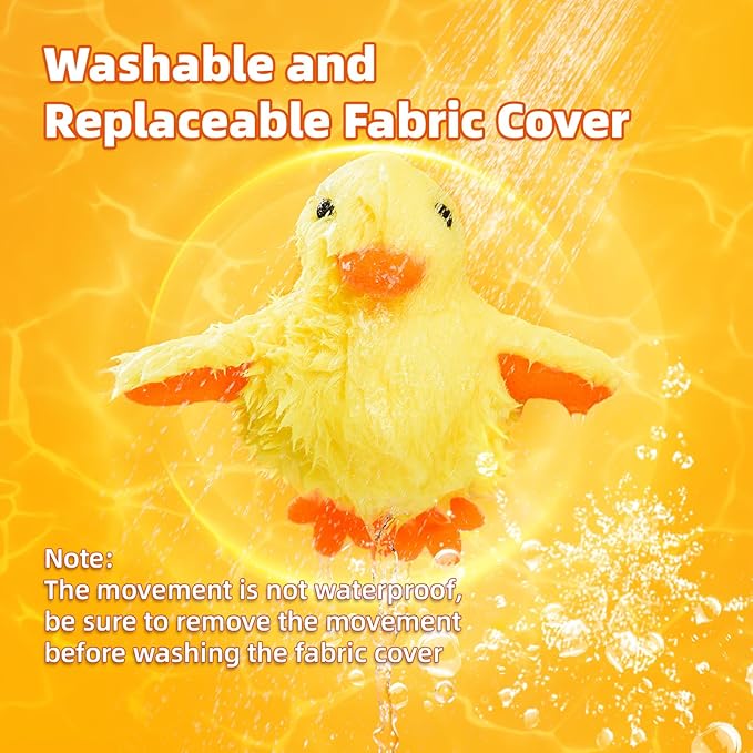 SmartTail Cat Toys Rechargeable Flapping Duck, Lifelike Quacking Sound, Touch Activated Kitten Plush Toy Interactive Cat Exercise Toys for All Indoor Kicker Toys 4.0 Inches