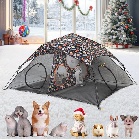 Outdoor Cat Play Tent for Indoors and Outdoors (X- Large Portable Pet House, Outdoor Cat Enclosure for Cats, Rabbits and Small Animals Easy to Connect with Run Tunnels, Cubes (Patented)