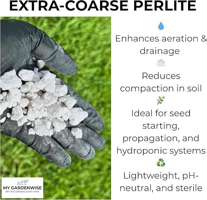 Perlite for Plants, Extra Coarse Grade 4 Horticultural Perlite, Organic Perlite for Gardening Indoor & Outdoor, Made in USA (5 quarts)
