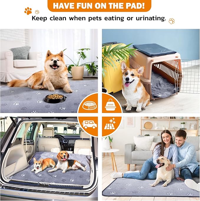 LOOBANI Washable Pee Pads for Dogs, Fast Absorption Reusable Puppy Pads, Waterproof Whelping Pads, Non Slip Training Pads Pet Playpen Mat for Floor, Dog Crate, Grey 2 Pack 31 x 36 in