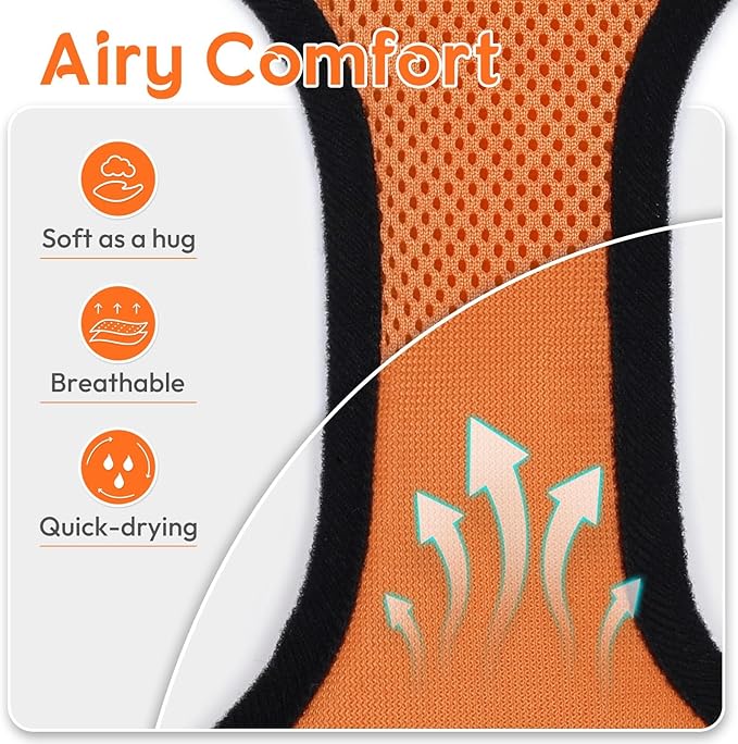 Dooradar Cat Harness and Leash Set, Escape Proof Safe Adjustable Kitten Vest Harnesses for Walking, Easy Control Soft Breathable Mesh Jacket with Reflective Strips for Cats, Orange, XS