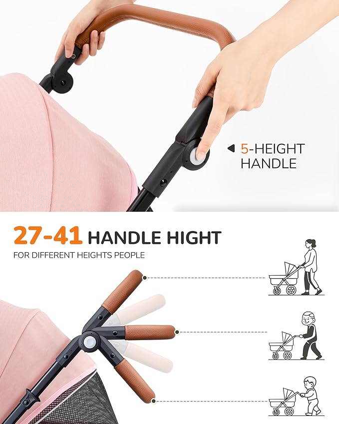 Dog Stroller for Large & Medium Dogs (20–132 lbs), Pet Stroller for 2 Small Dogs, Extra Large Heavy Duty, Foldable & Ventilated, Pink or Navy