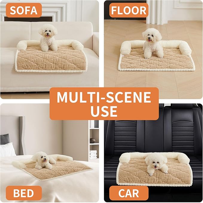 HAOMAIJIA Dog Couch Bed for Large Dogs, Non Slip Pet Couch Covers for Sofa Thick Soft Washable Dog Couch Cover Protector All Seasons Universal Dogs and Cats Bed Mat (Khaki, X-Large)