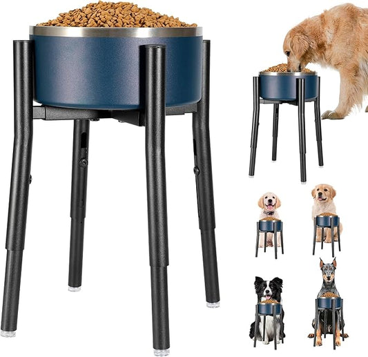 Dog Bowl Stand,Adjustable Tall Dog Food and Water Bowl Stand 8-12" Width 4 Heights,Durable Metal Elevated Dogs Bowl Holder for Medium and Large Dogs (Adjustable Wide 8-12" Heights 16")