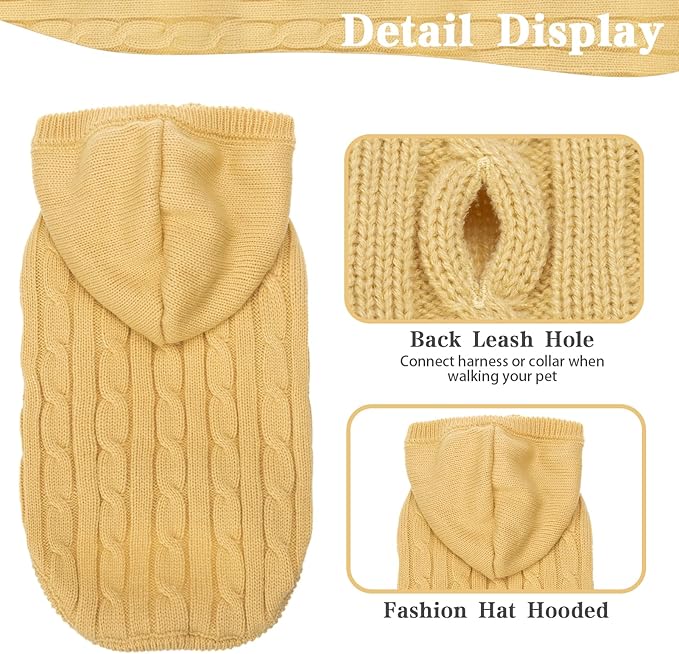 PUPTECK Winter Dog Cat Sweater Coat - Soft Cold Weather Clothes Knitwear for Kitties & Small Dogs Indoor Outdoor Walking Warm, Knitted Classic for Doggies Kitties Girls Boys, Cream M