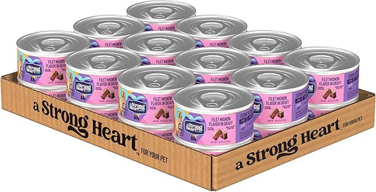 A Strong Heart Wet Dog Food, Filet Mignon Flavor in Gravy - 5.5 oz Cans (Pack of 24), Made in The USA with Real Beef