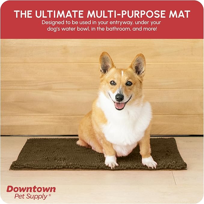 My Doggy Place Microfiber Dog Mat for Muddy Paws, 18" x 24" Brown - Absorbent and Quick-Drying Dog Paw Cleaning Mat, Washer and Dryer Safe - Non-Slip Rubber Backed Dog Floor Mat, Small