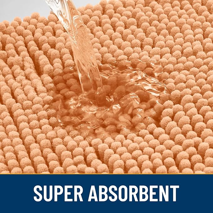 Smiry Dog Door Mat for Muddy Paws 30x20, Absorbs Moisture and Dirt Doormat, Non-Slip Washable Quick Dry Chenille Front Door Mat Indoor Entrance, Entryway Carpet for Inside Floor, Orange