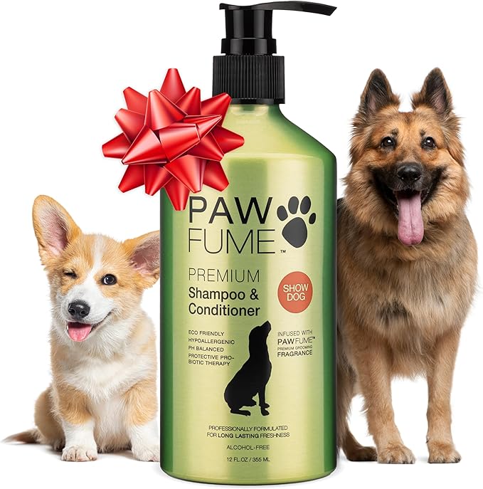 PAWFUME Deshedding Dog Shampoo and Conditioner, Show Dog, 1-Pack – Nourish & Detangle for Silky Soft Coat – Probiotic, Deep-Cleaning, pH-Balanced Formula – Salon-Quality Shampoo for Dogs