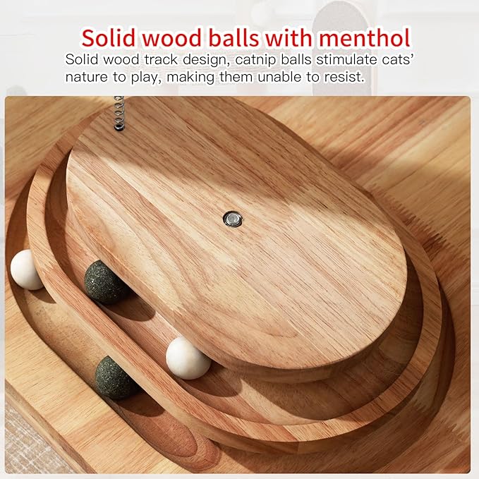 Solid Wood Cat Tree, 50 Inch Modern Cat Tower with Space Capsule, Hand-Woven Basket Nest, Sisal Posts & Scratching Board, Heavy-Duty Multi-Level Indoor Tower