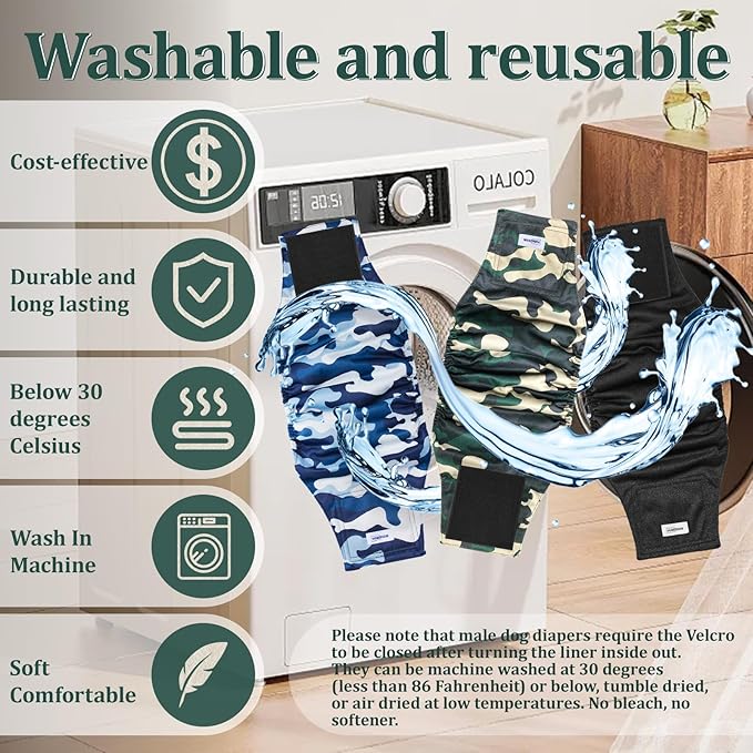 Reusable Dog Diapers Male, Premium Washable Belly Bands for Male Dogs, Pack of 5, High Absorbing Extra Small Male Dog Wraps for Doggie & Puppy in Incontinence or Excitable Urination and Training(XS)