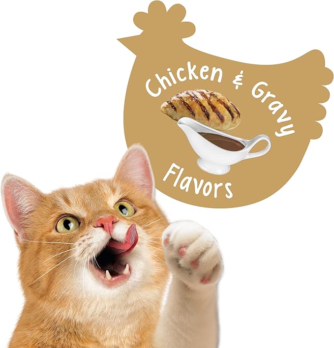 Purina Friskies Party Mix Cat Treats, Gravy-Licious Crunch with Chicken & Gravy Flavors, Crunchy Treats for Cats, 2.1 Ounce Resealable Pouch (Pack of 3)