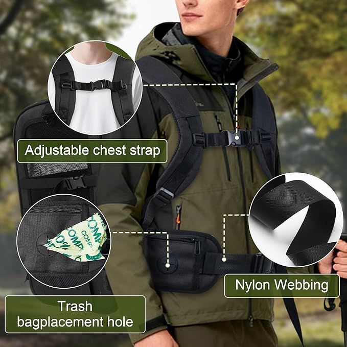 Dog Carrier Backpack for Small Dogs - Breathable Mesh Hiking Bag with Safety Buckle, Adjustable Straps and Elevated Pad - Durable for Hiking (Fits Small Cats Too, Up to 17lbs, Black)