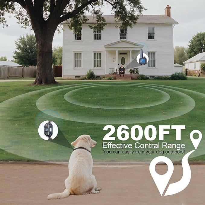 Dog Training Collar, Rechargeable e-Collars for Dogs Training with Beep, Vibration, Humane Shock(1-99) Modes, 2600ft Waterproof Dog Shock Collar for Small Medium Large Dogs