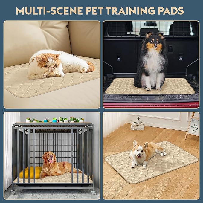 Washable Guinea Pig Cage Liner - 2 Pack Reusable Washable Pee Pads，Waterproof Guinea Pig Bedding for Small Animal - Rabbit Bunny Hamster Puppy (Cream, 24" X 47" - 2 Pack)