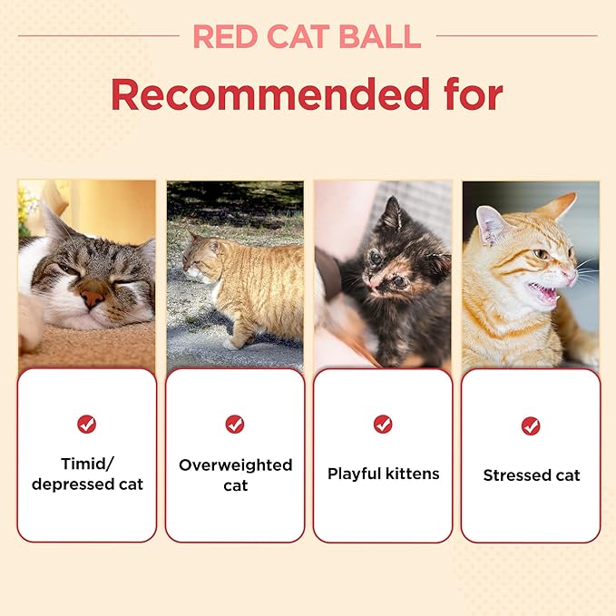 JAYU PET Red Cat Ball [W/O Bell Version] - Handmade Silvervine Cat Toy with Catnip, Interactive Matatabi Ball for Indoor Cats & Kittens, Feline Play Toy & Gift (2.7 inch)