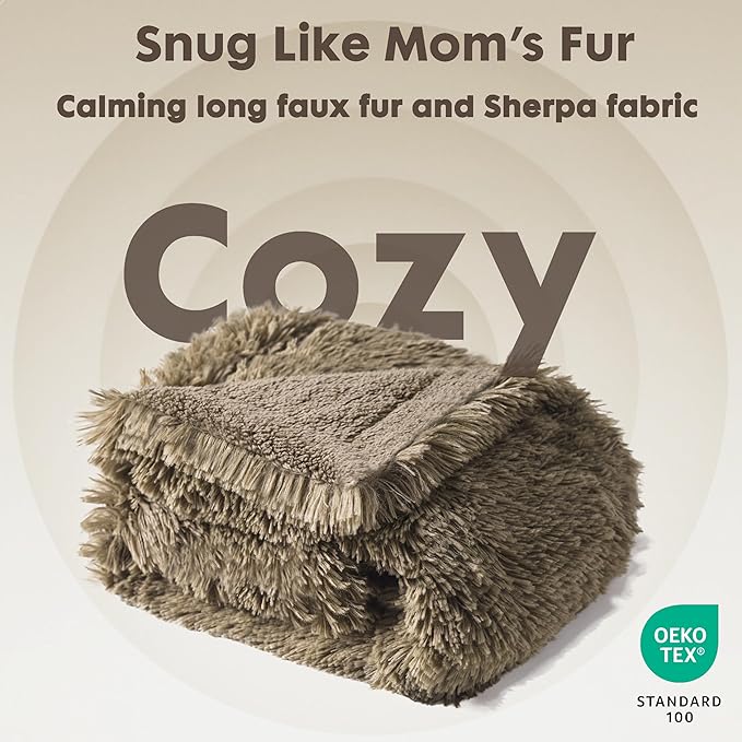 gogobunny Waterproof Dog Blanket for Large Dogs, Cats, Puppy, Reversible Faux Fur Pet Throw Blanket, Washable, Calming Furniture Protection for Sofa Bed (60x80 Inch (Pack of 1), Stone)