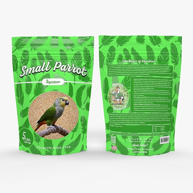 Mycelium Premium Millet – Organic, Non-GMO, High Nutritional Value Bird Food for Small Parrots, Sourced from Local USA Farms, Sustainable Farming, 5 lbs