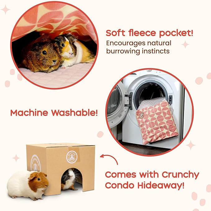 GuineaDad Premium Liner – Fleece Guinea Pig Cage Liner – 2 Pack - Ultra-Plush Reusable Fleece Bedding with Waterproof Bottom – Extra Absorbent Liner for 2x1 C&C Cage (Blush)