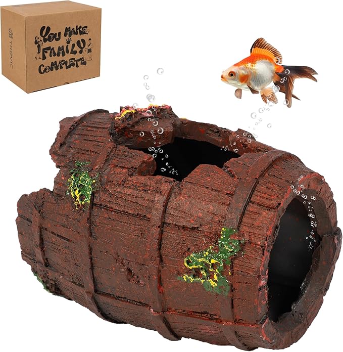TRUVIC Fish Tank Decorations - Aquarium Cave Decor, Resin Hollow Tree Trunk Reptile Hide & Betta Log Hideout for 20 Gallon Tank, Fish Accessories Shelter Cave