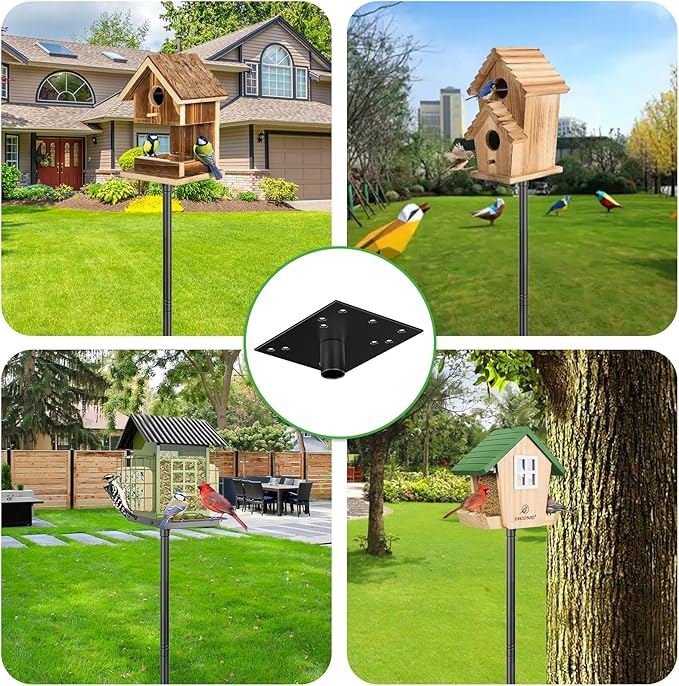 94 Inch Bird Feeder Stand, Heavy Duty Bird House Pole With Shepherds Hooks, Adjustable Mount Kit for Garden, Wild Birds Watching, Water Feeder