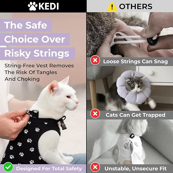 Cat Onesie for After Surgery Care - Breathable Male Female Post Surgical Recovery Suit Vest for Cats with Abdominal Wounds or Skin Issues - Soft Washable Protective Medical Clothing for Pets