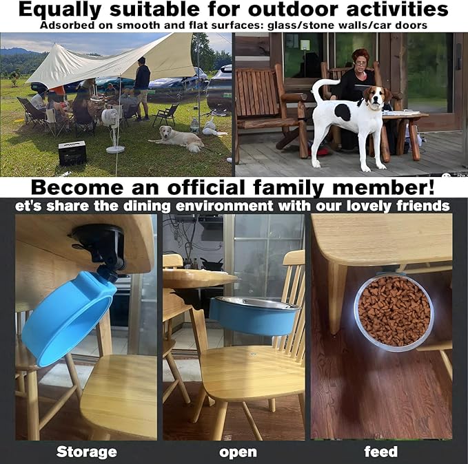 Jacknthe-Healthy and Practical, pet Breed and Growth Adjustable Bowl Height and Feeding Angle, adhered to a Smooth Surface and Foldable for Easy Storage.