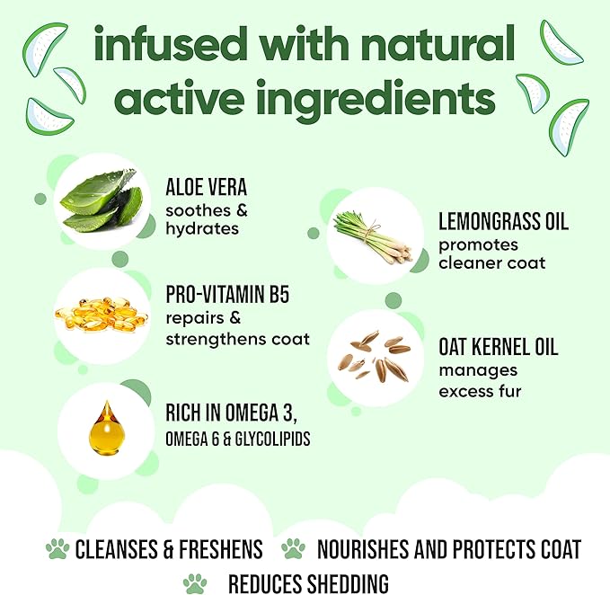 Shed Control Dog Shampoo Aloe & Lemongrass Scented | with Aloe Vera and Pro Vitamin B5 (50.72oz)