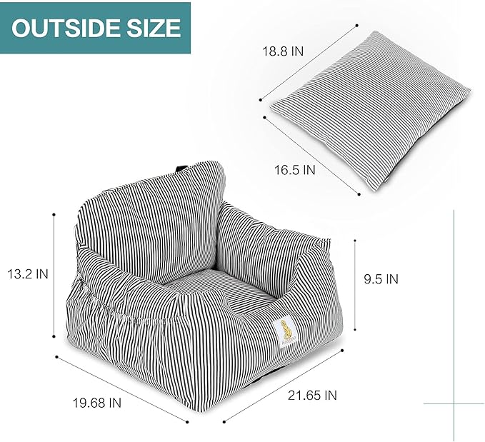 Dog Car Seat for Small Dogs,Fully Detachable and Washable Puppy Dog Booster Seats with Storage Pockets and Clip-On Safety Leash,Non-Slip Base Dog Bed Dual-use for Car and Home (Black)