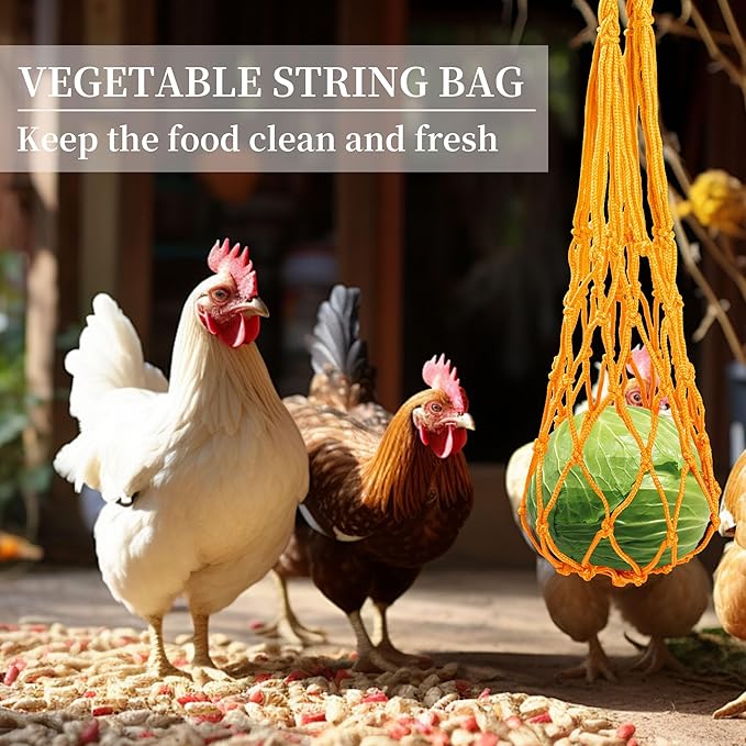 9PCS Chicken Toys for Coop, Chicken Xylophone Toy, Swing Mirror Chewing Toys for Hens Vegetable Hanging Feeder, Beak Grinding Calcium Stones with Bells Cage Toy for Cockatiel Parakeet Parrot Budgies