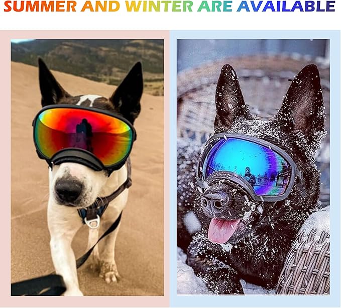 Large Dog Sunglasses with Adjustable Strap UV Protection, Winproof Dog Puppy Sunglasses, Suitable for Medium-Large Dog Pet Glasses, Dogs Eyes Protection(Colorful)