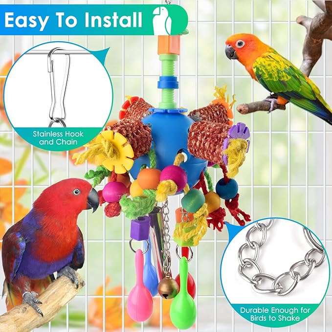 KATUMO Parrot Toys, Parakeet Foraging Shredder Hanging Toys Bird Ball Treats for Conure Mini Macaw Cockatiel Lovebird Small-Medium Birds