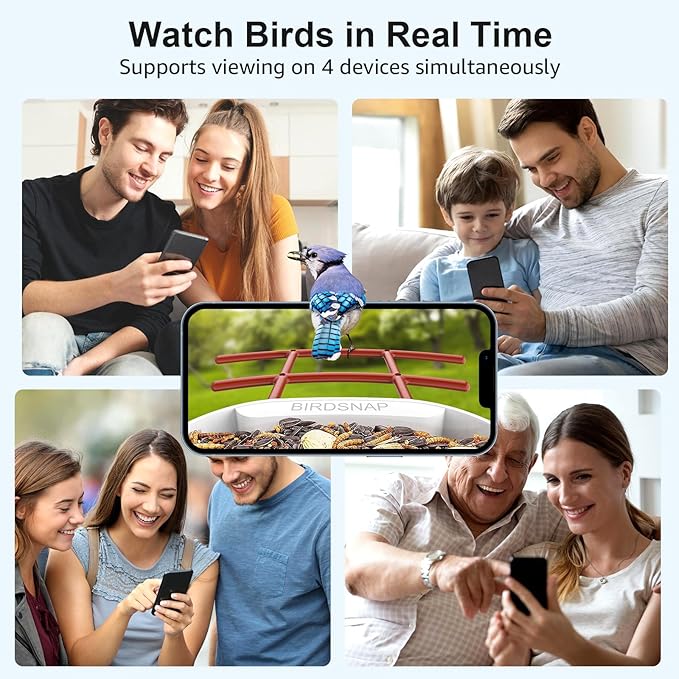 birdsnap® PAV- Smart Bird Feeder with Camera Solar Powered, 64GB Card & 2K HD Record Video Bird Camera Live with 5 DIY Add-ons, AI Identify Auto Capture, Ideal Gift for Birds Lover