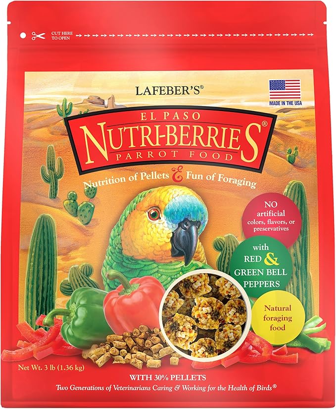 LAFEBER'S El Paso Nutri-Berries Pet Bird Food, Made with Non-GMO and Human-Grade Ingredients, for Parrots, 3 lb