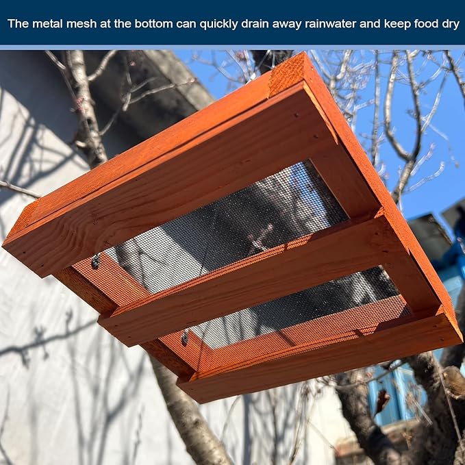 Platform feeders,Wooden Hanging Bird Feeder,Seed Feeder,Bird feeders for Outdoors,Wildlife Birds Feeders