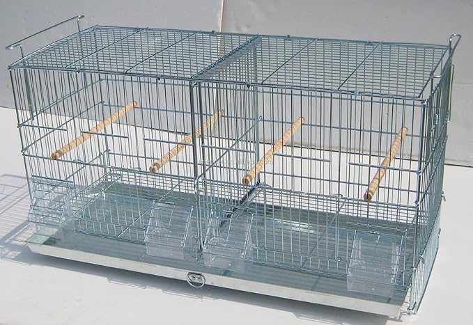 Large No Rust Stainless Galvanized Zinc Stackable Breeder Bird Flight Cage Side Breeding Nest Door with Removable Divider 30"x11"x15"H