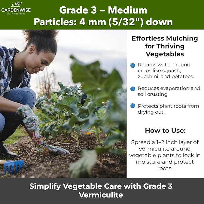 Organic Coarse Vermiculite for Indoor Gardening Plants and Mushrooms – Enhances Soil Aeration, Seed Germination, Rooting Cuttings – Small Packages and Bulk (Vermiculite Grade 3 – Medium, 1 qt)