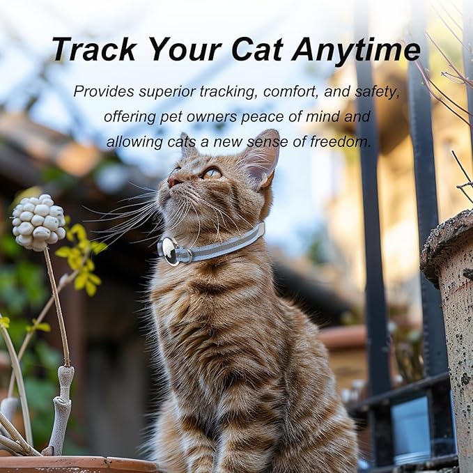 AirTag Cat Collar, Ultra Elastic Cat Tracker Collar with Apple Air Tag Holder, [Lightweight][Scratch Resistant] Stepless Adjustable GPS Pet Collar for Cats Kittens [Blue]