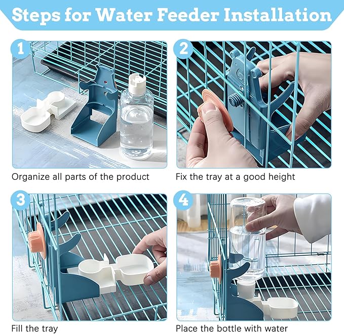 Hamiledyi No Mess Bird Feeders Water Dispenser Set Parakeet Seed Container Automatic Cage Feeder with Perch Transparent Cage Accessories for Budgies, Parakeets, Canaries, Lovebirds, Finches