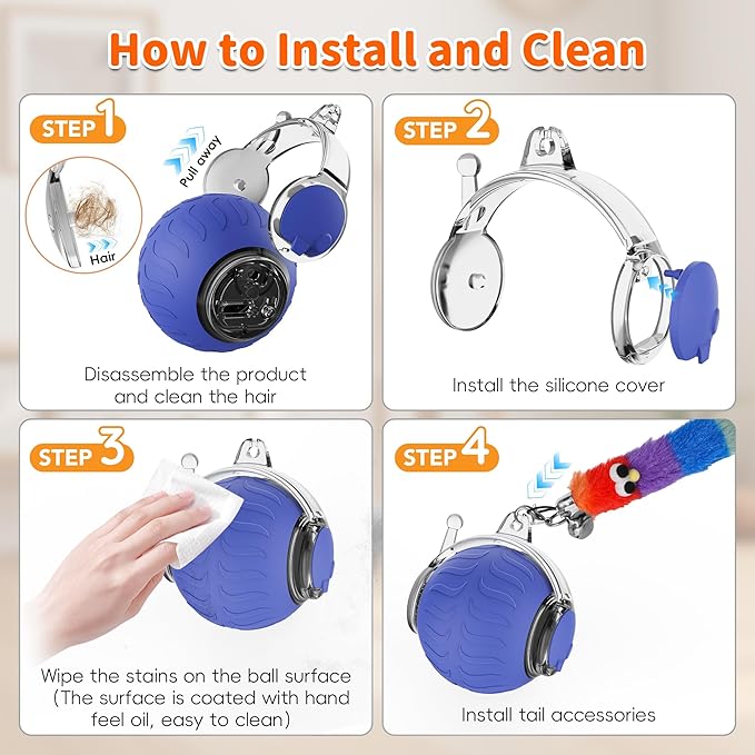 UPSKY Interactive Cat Toy Ball for Indoor Cats, Automatic Moving Electric Rolling Cat Ball Toy, 3-Speed Modes Smart Kitten Toys with Sounds, USB Rechargeable & Sturdy for Bored Kittens/Adult Cats