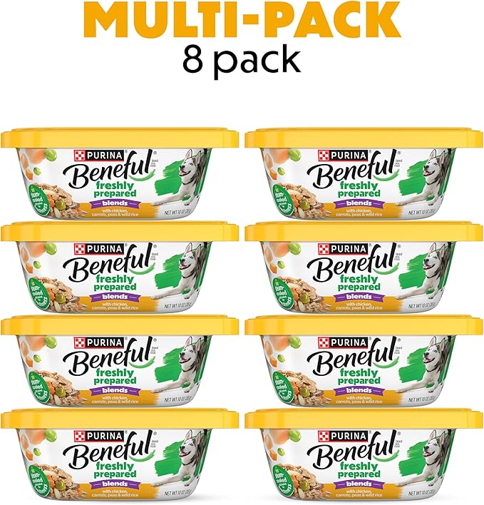 Purina Beneful Wet Dog Food, Chopped Blends With Chicken - 10 oz. Tubs (Pack of 8)