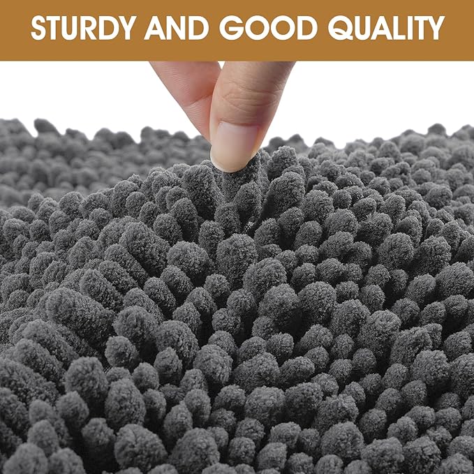 IM HOME 36" x 24" Grey Dog Door Mats for Muddy Paws, Chenille Absorbent Dog Mat, Non Slip Heavy Mud Mat for Dogs, Soft Pet Bed Mat for Entryway, Mud Paws, Inside Floor