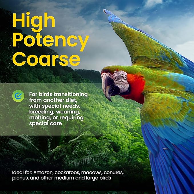 Harrison's Bird Foods High Potency Coarse—Maximum Nutritional Formula for Medium to Large Birds, Certified Organic Non-GMO Pet Bird Food, Vet-Developed, Suitable for All Life Stages, 2.27 kg/ 5 lb